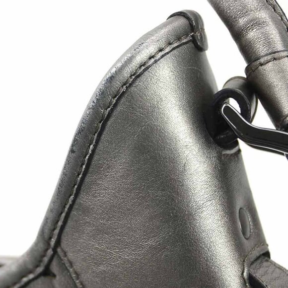 Auth BURBERRY Shoulder Bag Metallic Gray/Beige Leather/Canvas - e59932a - Picture 14 of 16